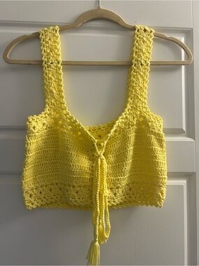 Cotton Emporium Sunny Yellow Crochet Tank